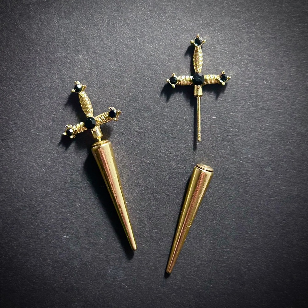 Gold Cross Stud Earrings